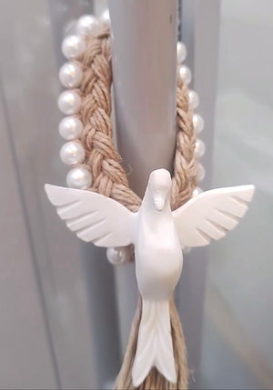 Pingente porta com cordão de juta e perolas
