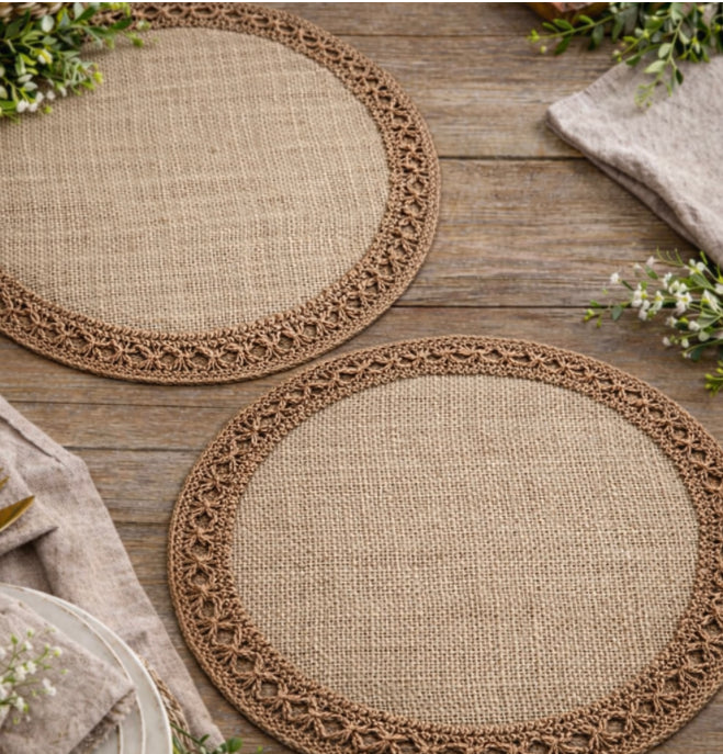 Sousplats jogo americanos  Mesa Posta juta  e bordados - 4 unidades