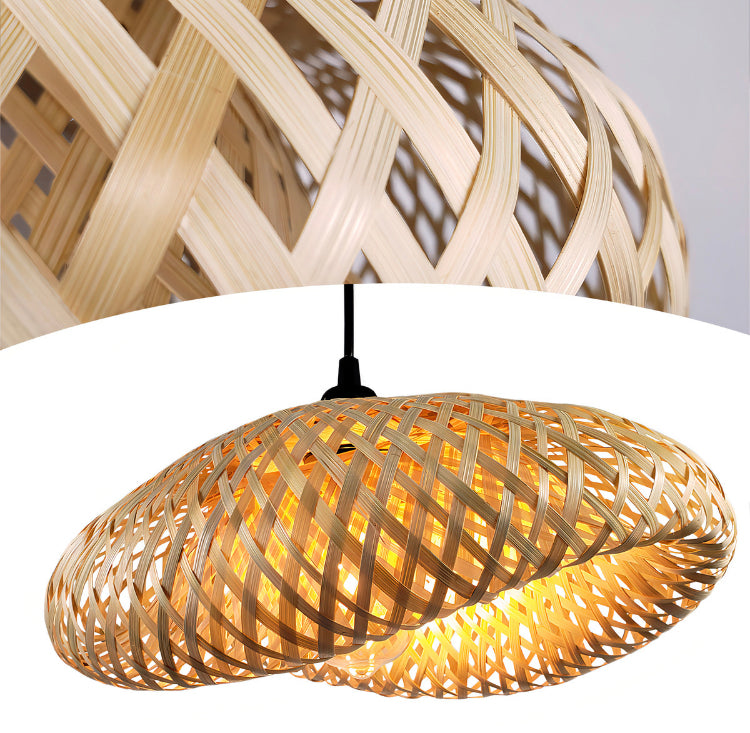 Lustre Luminária Pendente de teto Natural Rustico Palha Trançada Bambu Artesanal completo com lâmpada e canopla  bocal E37