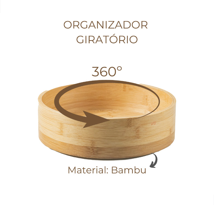 Organizador giratório de bambu 360º