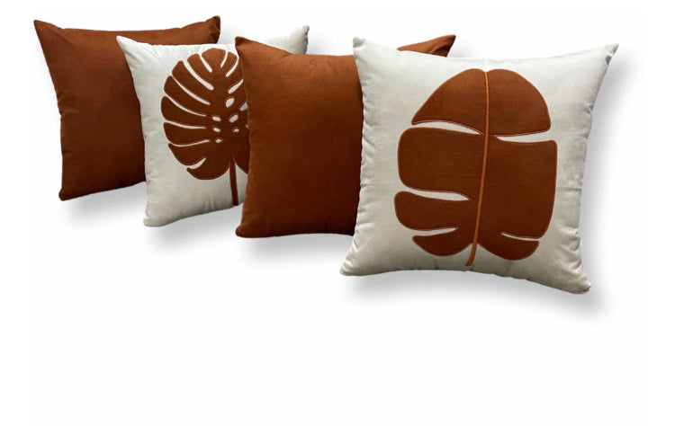 Kit 4 Capas Almofadas Decorativa Bordada 45x45 Tecido Suede