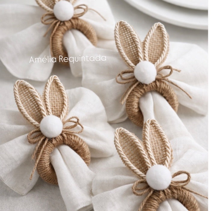 kit coelho pascoa com orelhinhas 6 unidades  - porta guardanapo Páscoa