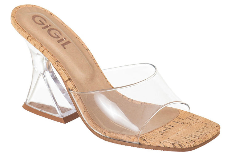 Sandalia   Tamanco Salto Acrílico Transparente Vinil