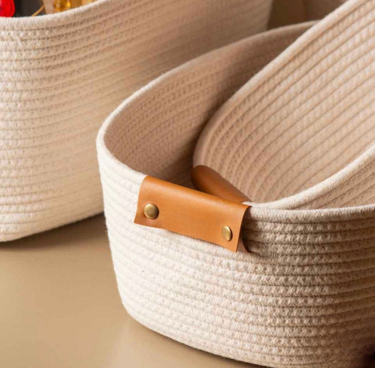 Cesto Algodão Multiuso 35x25x20 Alça Organizador Decorativo