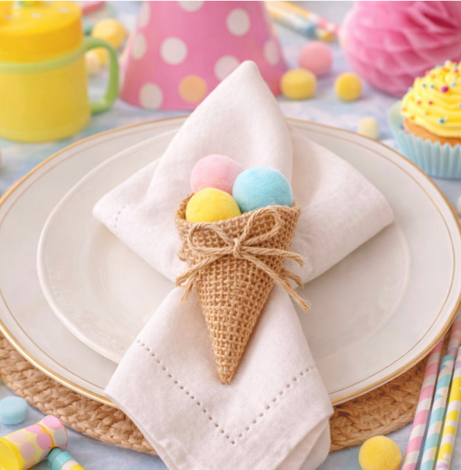 Porta Guardanapo sorvete em aro de madeira 4 unidades