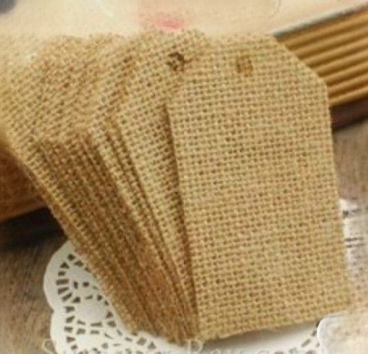 Tags de juta 7 x 4 cm 30 unidades