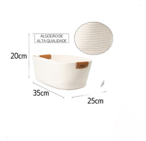 Cesto Algodão Multiuso 35x25x20 Alça Organizador Decorativo