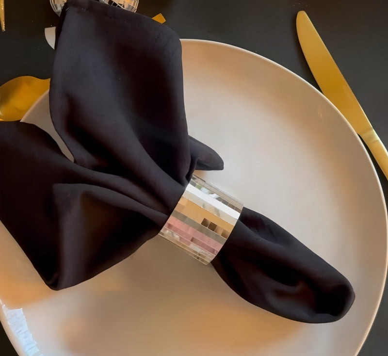 kit de 6 Porta Guardanapos de fita espelhada