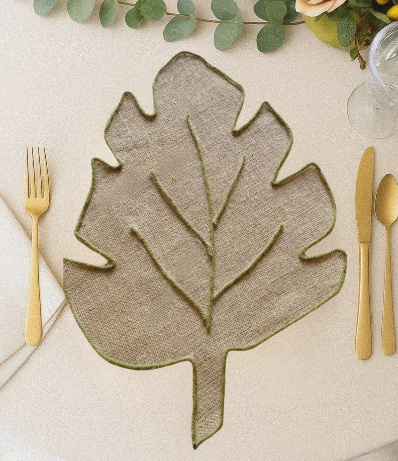 Souplast - jogo americano de juta - tema Folha mesa posta