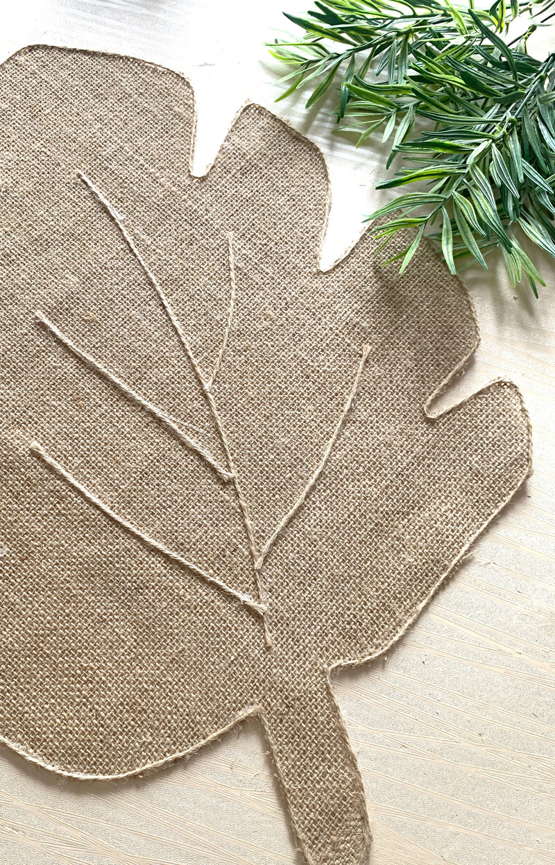 Souplast - jogo americano de juta com fios de rami - tema Folha mesa posta