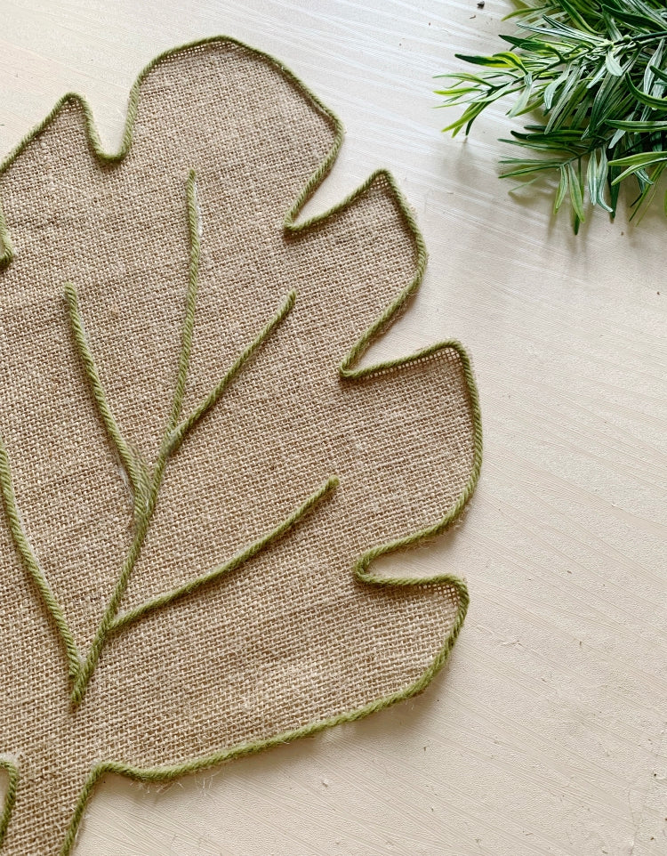 Souplast - jogo americano de juta - tema Folha mesa posta