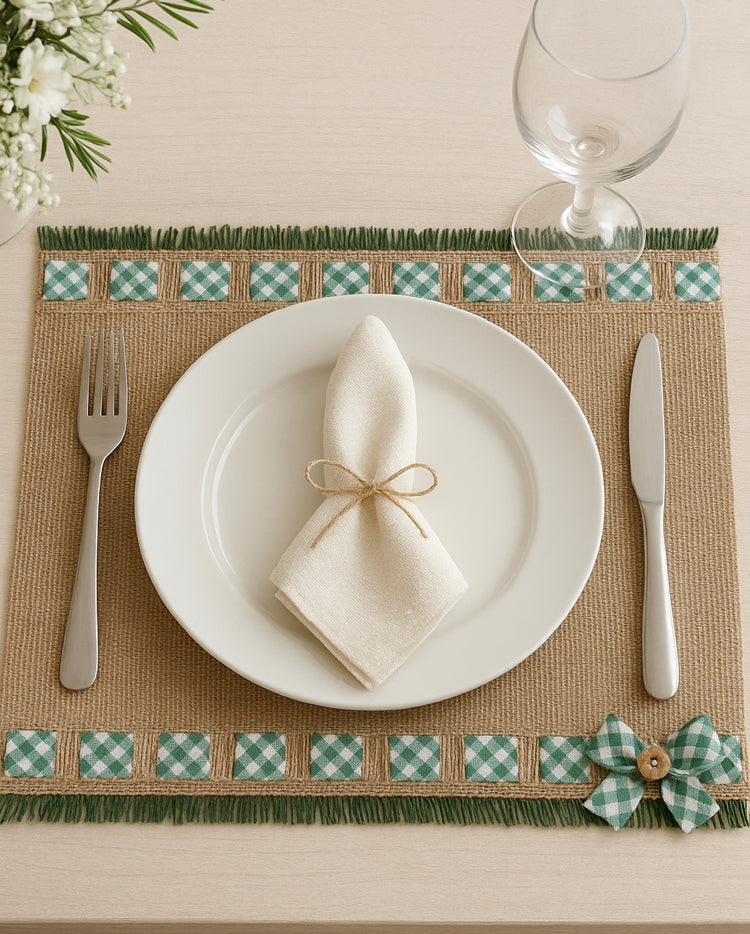 Jogo Americano souplast de juta xadrez