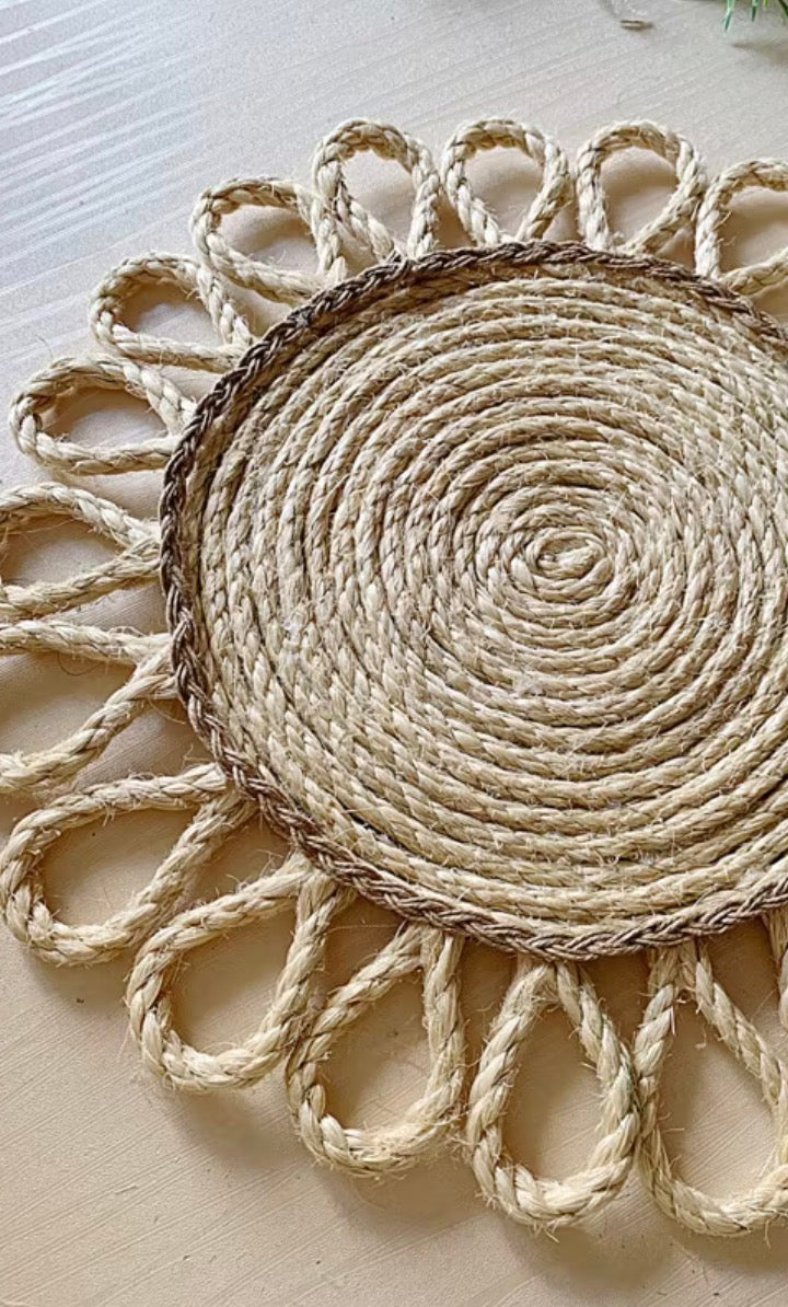 Quadro Boho Sol em Corda rústica - 1 unidade 60 cm