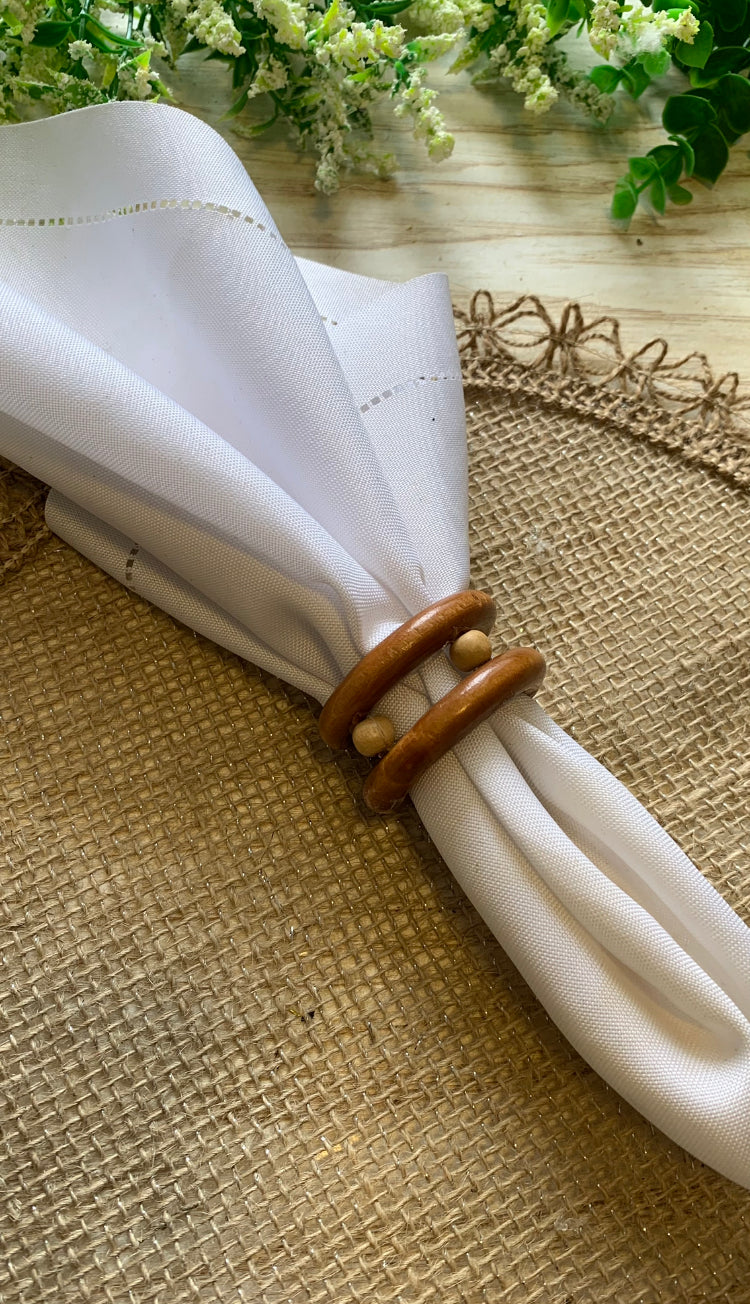 Kit De 4 Porta Guardanapos De Anel De Madeira Duplo