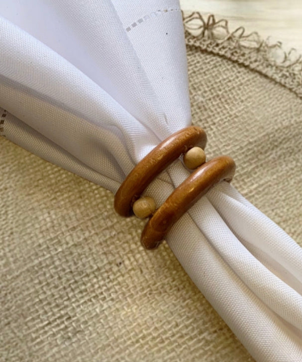 porta guardanapo com argolas de madeira dupla  - 1 unidade