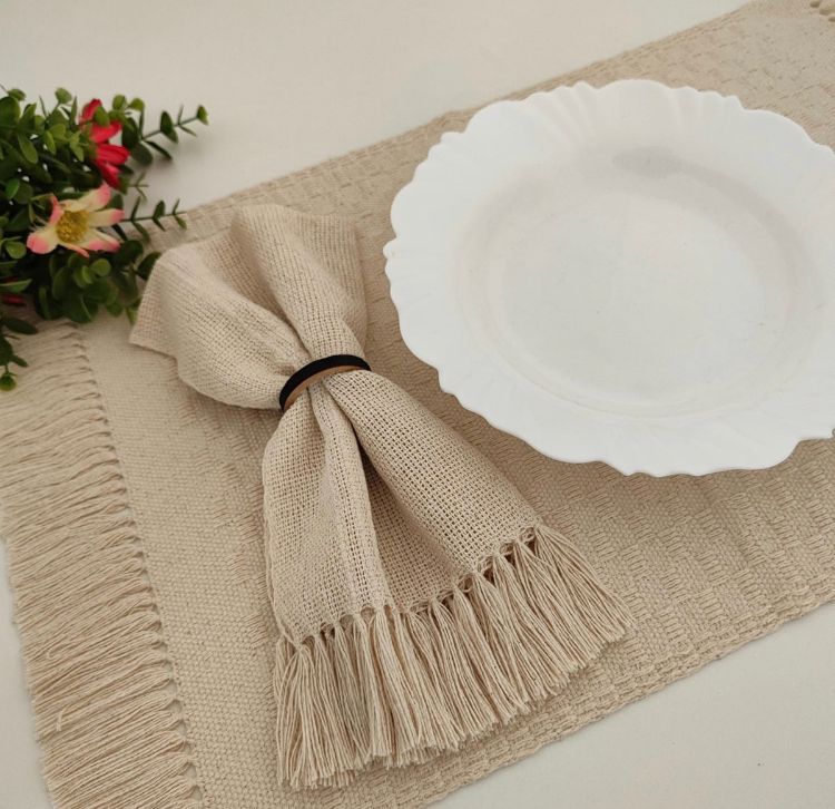 Kit Jogo Americano Com Franja 12 Pç. Mesa/tear Mineiro