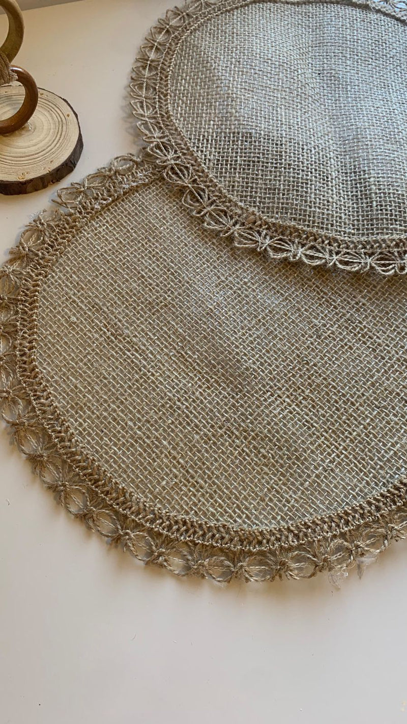 6 jogos americanaos  Lugares Sousplats Mesa Posta juta e bordados