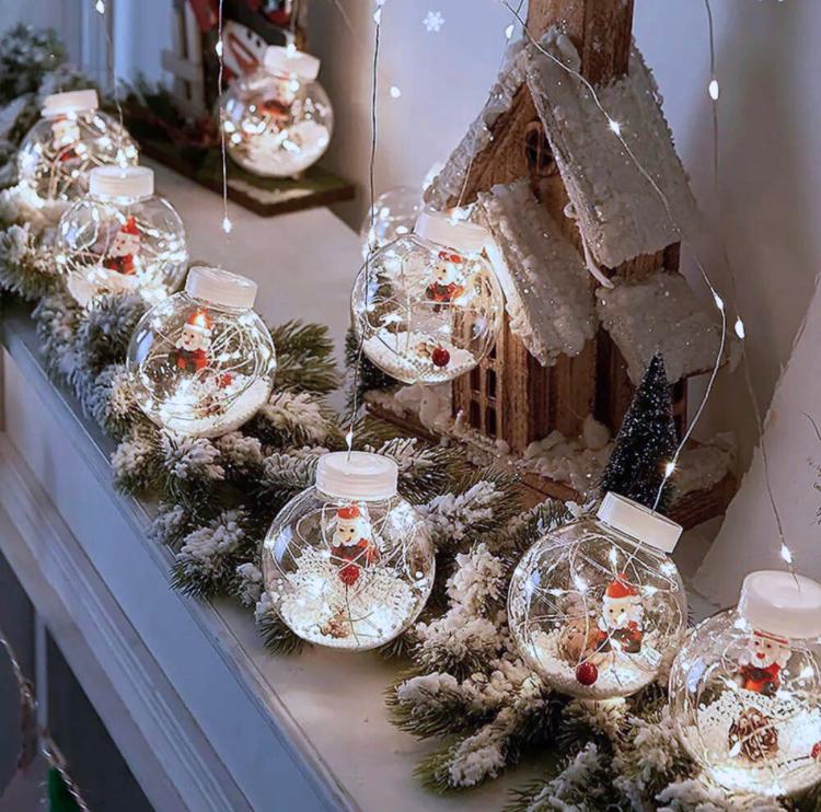 Varal De Lampadas De Natal Decorativa Led Pisca Bola 8 cm varal de 4 M