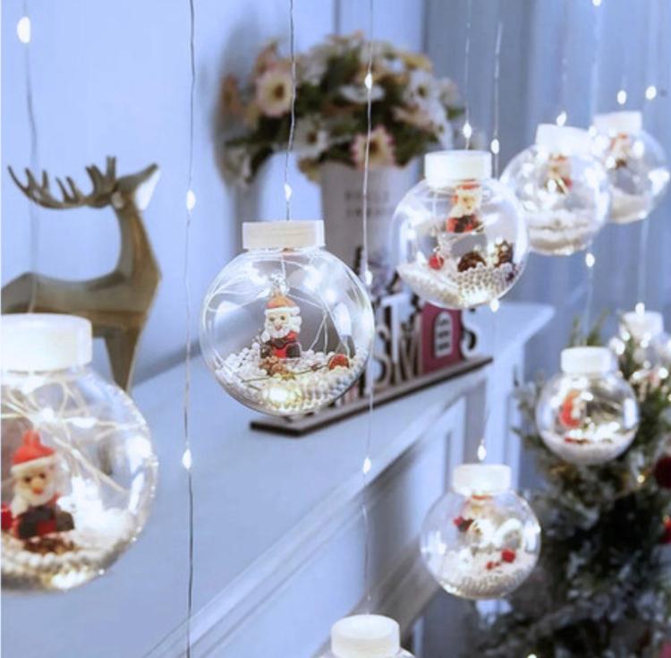 Varal De Lampadas De Natal Decorativa Led Pisca Bola 8 cm varal de 4 M