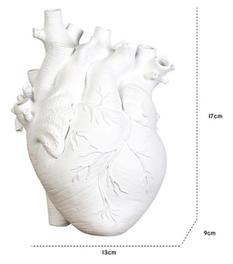 Vaso Anatômico Em Forma De Coração, Pote De Resina Cremosa ( Arte 15 dias uteis para fabricação )