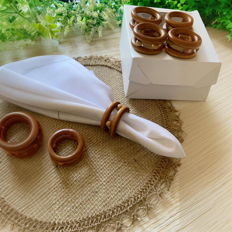 porta guardanapo com argolas de madeira dupla  - 1 unidade