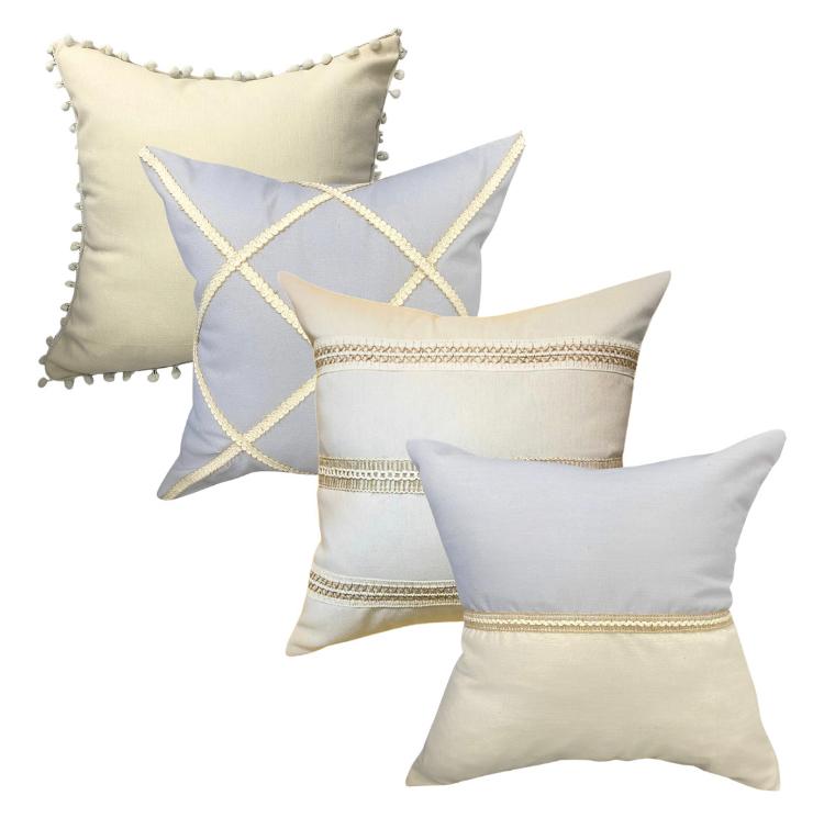 Kit 4 Capas Almofada Luxo Linho Estilo Boho Chic