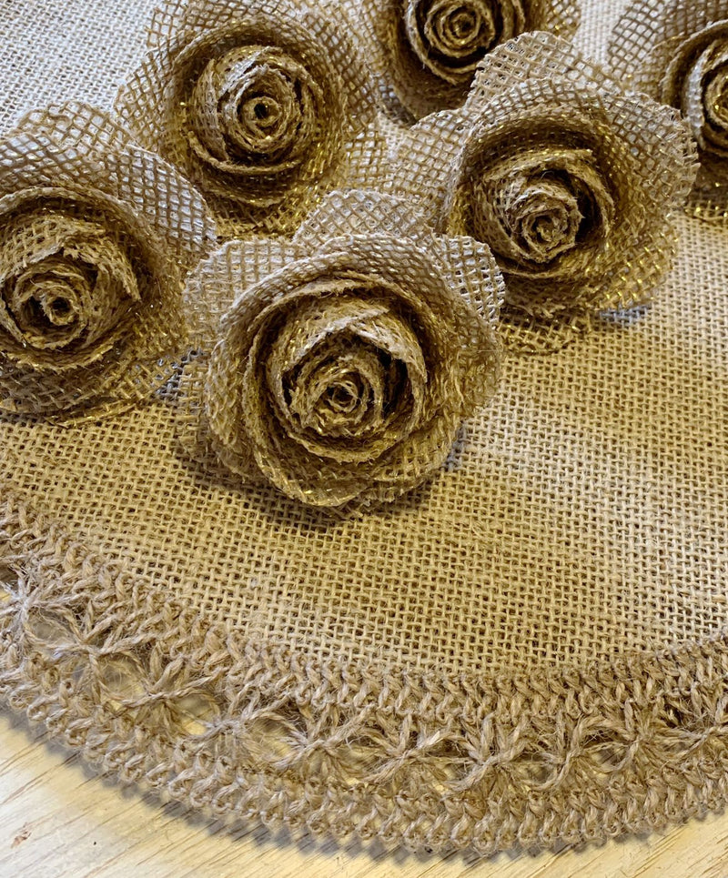 4 Lugares Sousplats Mesa Posta juta  e bordados