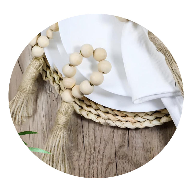 Porta Guardanapos com bola de madeira e juta