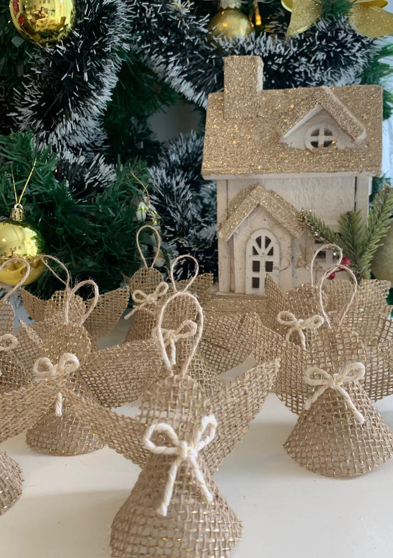 12 Anjinhos de juta para decoração de Natal, ou lembracinhas de batizados