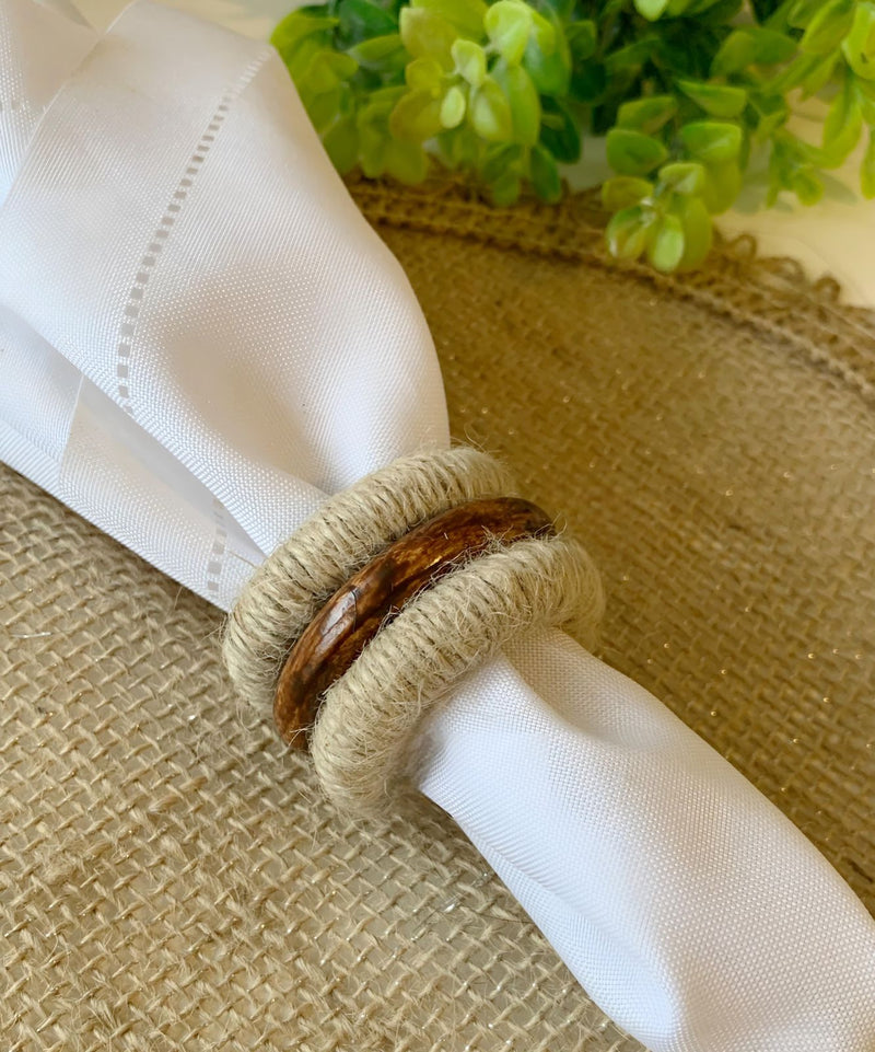 Porta Guardanapo de Anel de Madeira Rústico 6 Unidades