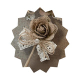 12 peças  - 6 Lapelas e 6 Cosarges de Rosas de Juta, padrinhos e madrinhas casamento rustico praia campo