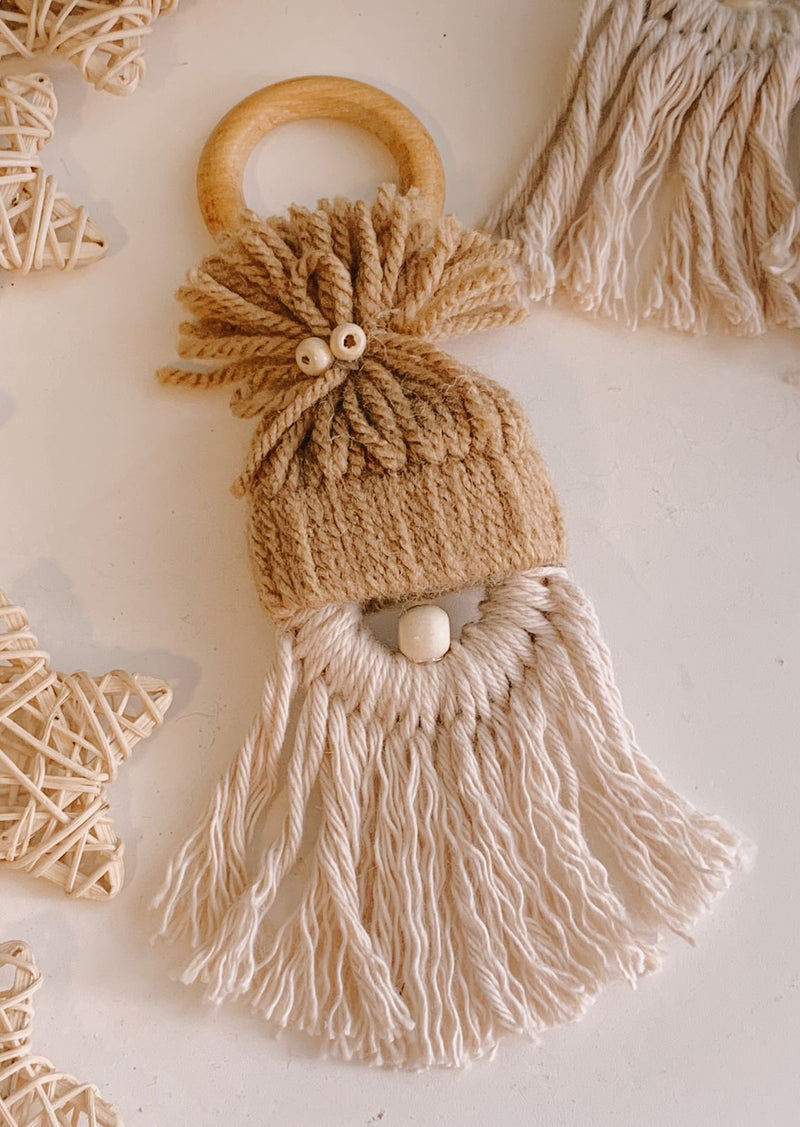 KIT COM 6 PORTA GUARDANAPOS COM Macrame Papai Noel  Gnomo ANEL DE MADEIRA