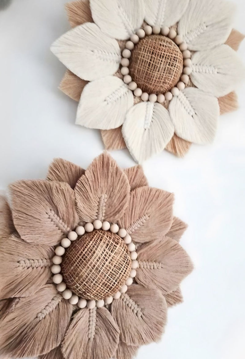 Quadro de Flor com Miolo de juta 40 x 40 cm - unidade