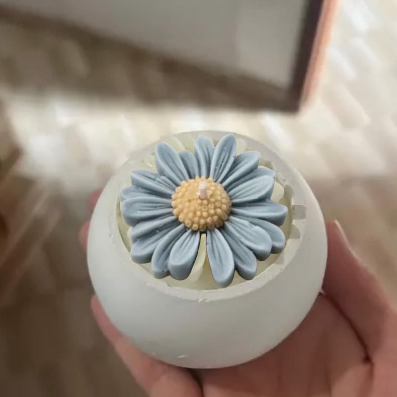 3 Mini vasos de 5 x 8 cm com margaridas velas lembrancinha e decoração  azul