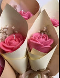 Buque de rosa unica mini vela  - kit de 10 unidades cor rosa pink