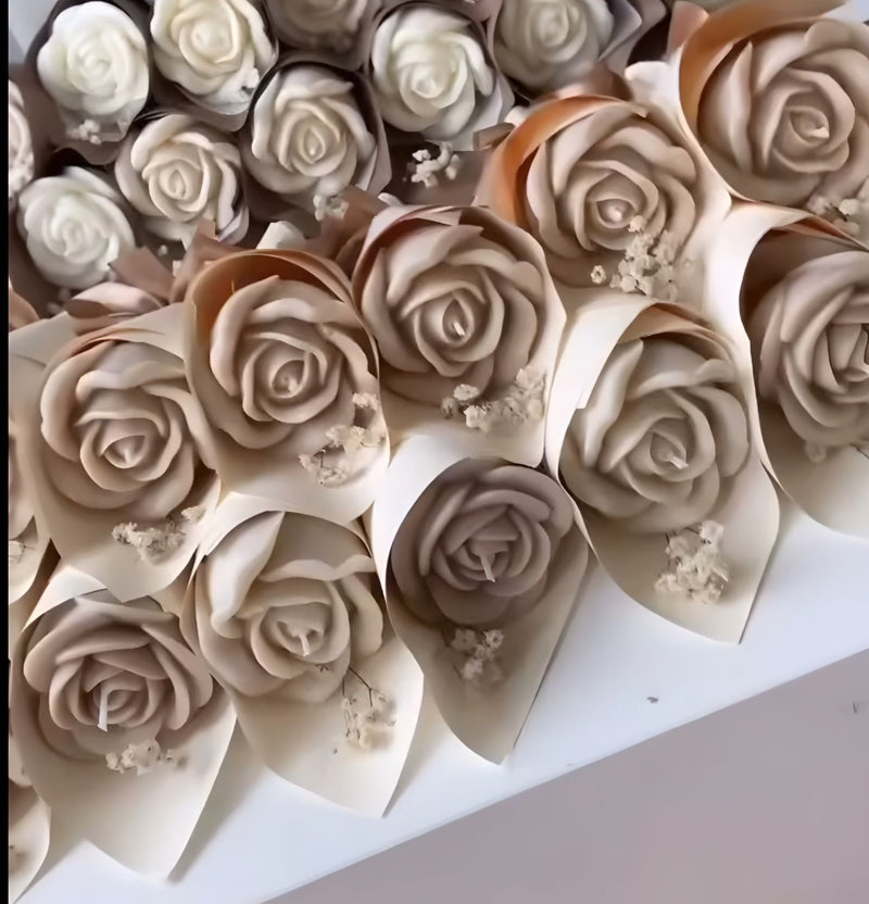 Buque de rosa unica mini vela  - kit de 10 unidades cor bege natural