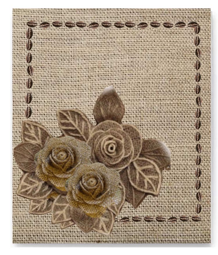 Quadro de juta com rosas 35x 27,50 cm