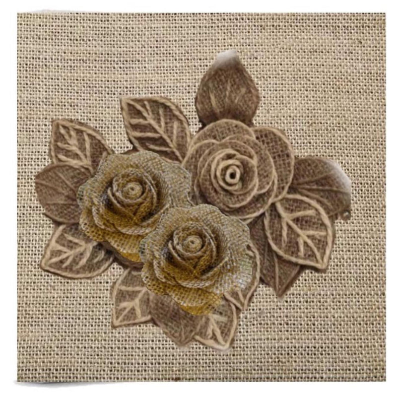 Quadro de juta com rosas 30 x 30 cm