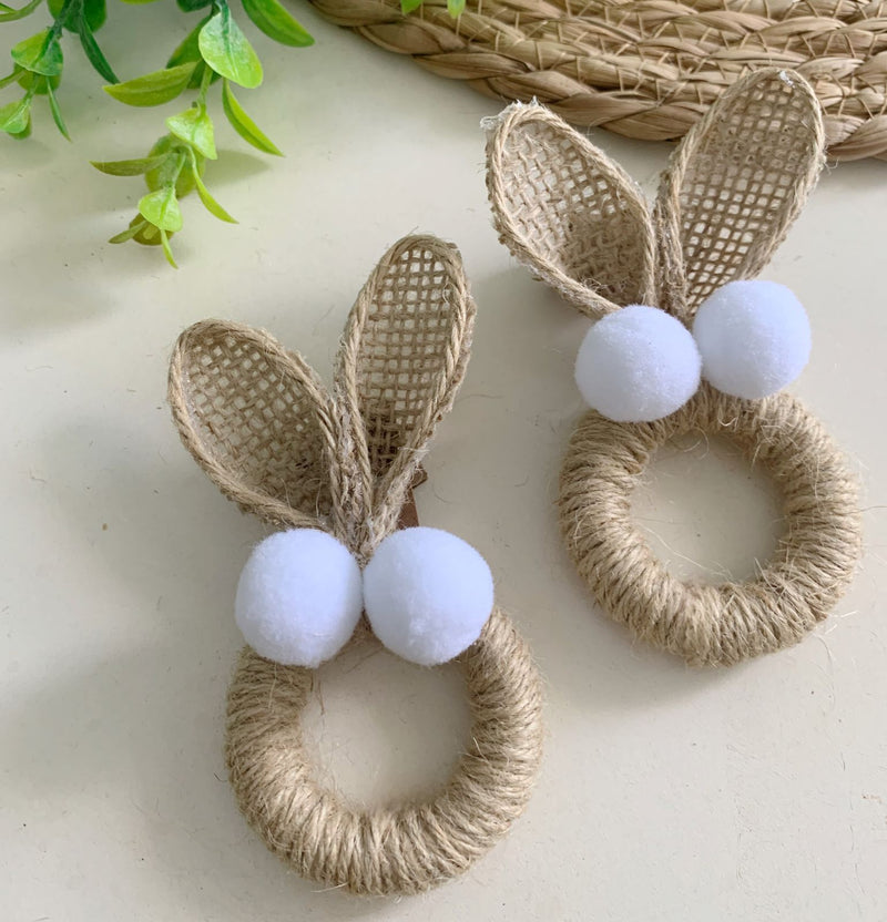 Porta Guardanapo kit 4 coelho com pompom duplo