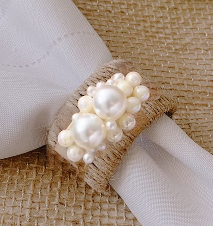 Porta Guardanado em juta e arabesco de perolas