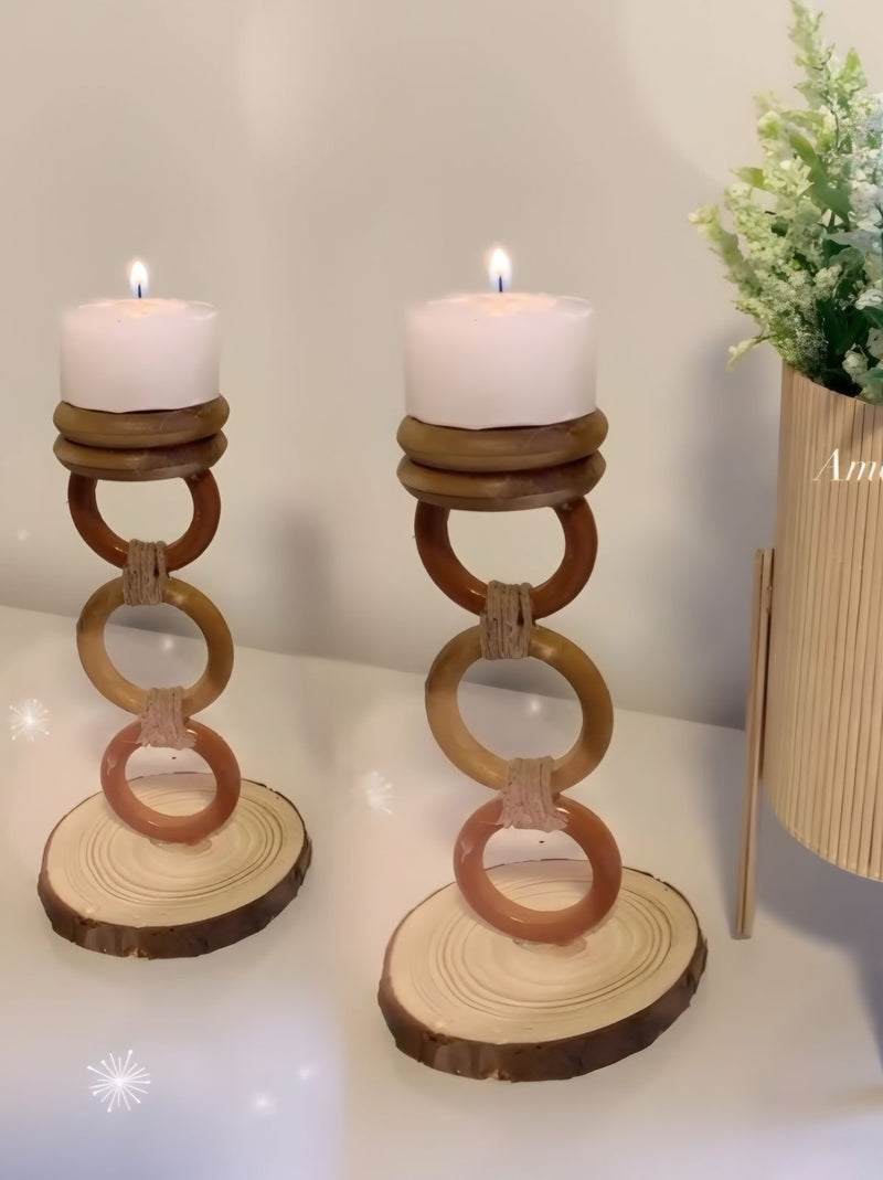 Castical em madeira e argolas 2 unidades