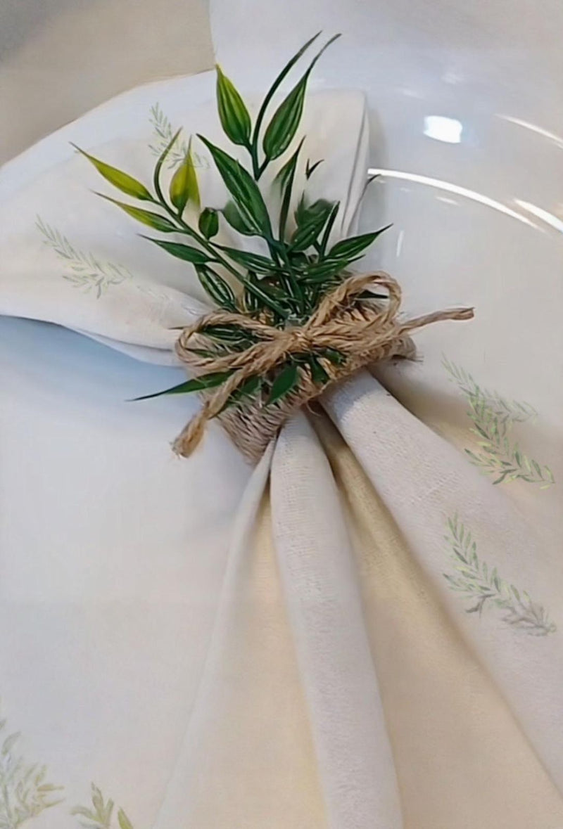 Porta Guardanapo de folhagens com juta