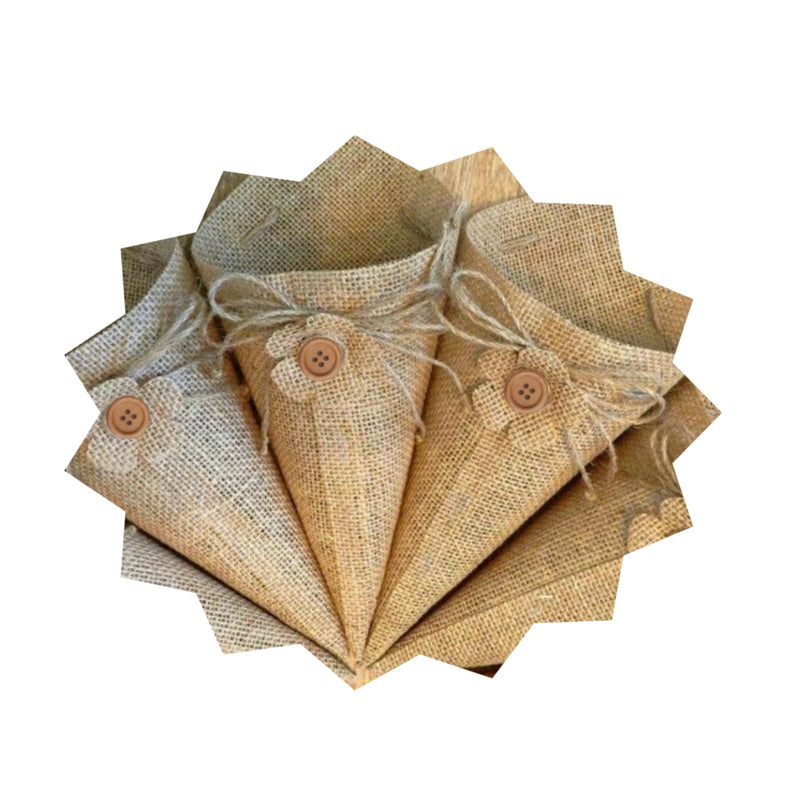 Cone de juta para lembrancinhas , doces e flores 10 unidades