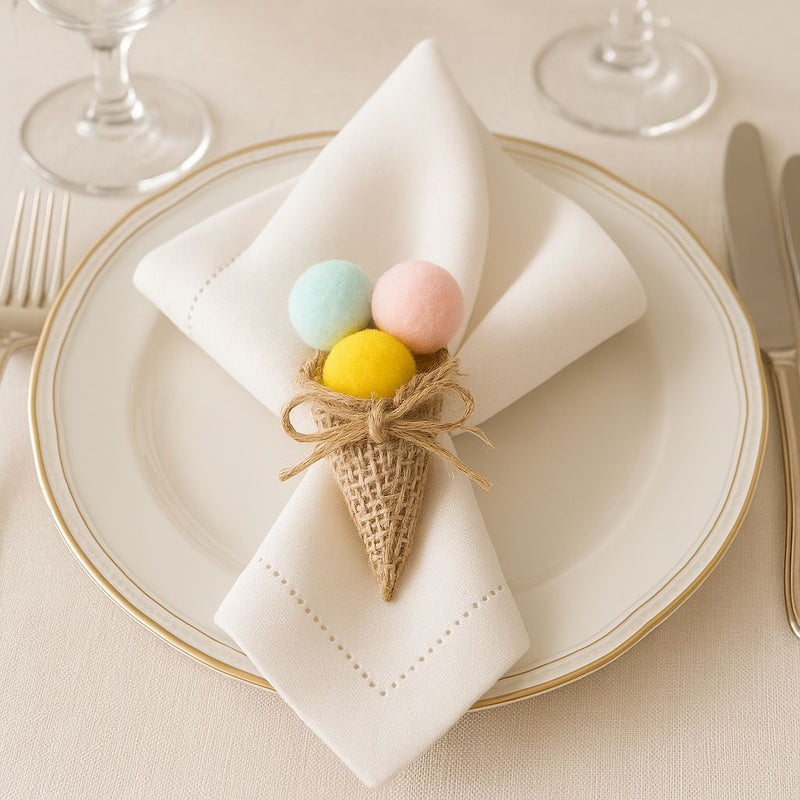 Porta Guardanapo sorvete em aro de madeira 6 unidades