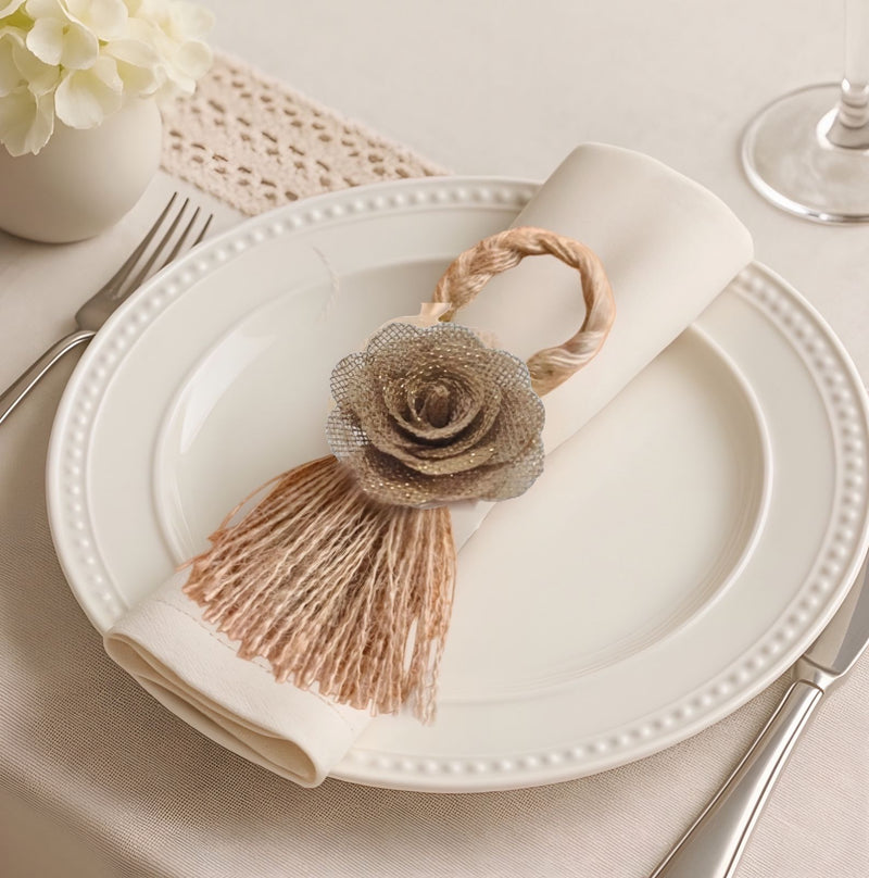 Porta Guardanapo com rosas e trancado 6 unidades