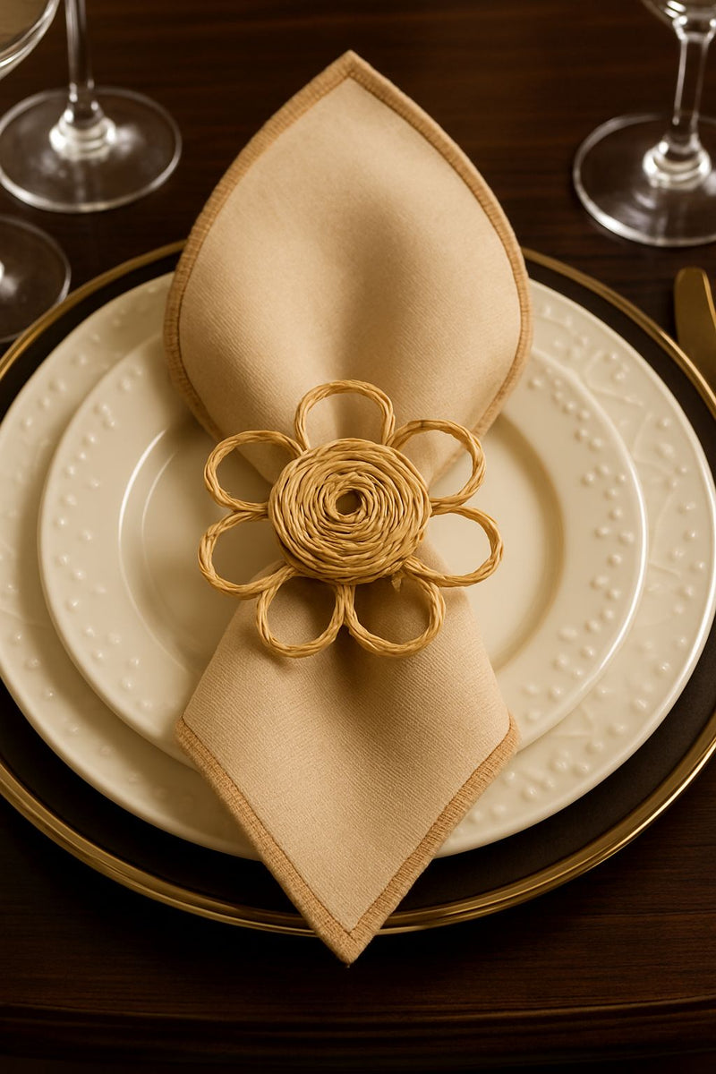 Porta Guardanapo de sisal  com aro de madeira