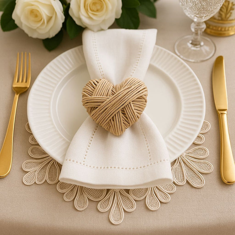 Porta Guardanapo coracao rustico com aro de madeira