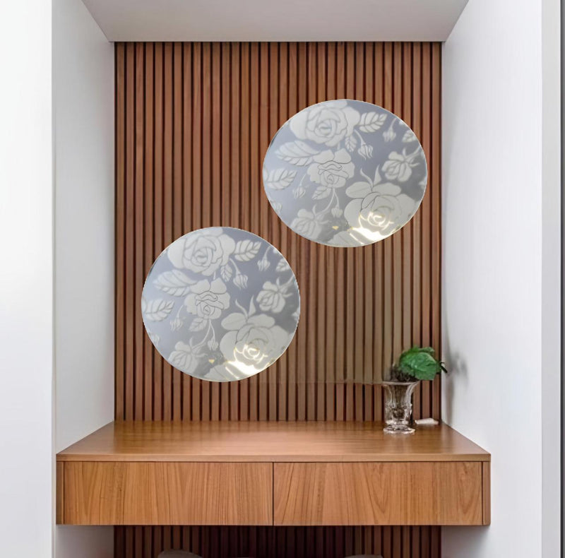 Quadro Espelho redondo 30 cm com textura - 2 unidades