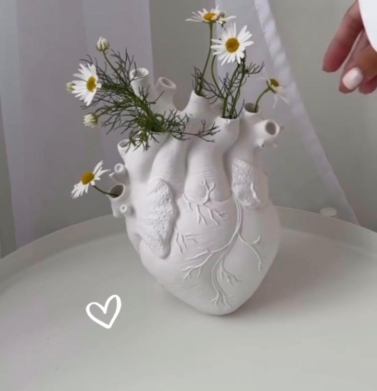 Vaso Anatômico Em Forma De Coração, Pote De Resina Cremosa ( Arte 15 dias uteis para fabricação )