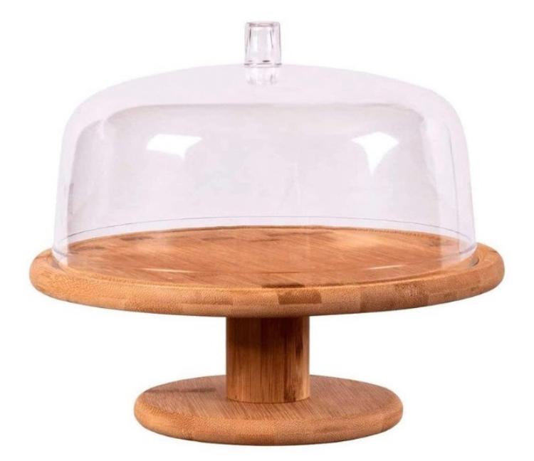 Boleira Bambu D33 Com Cúpula Acrílico E Pé